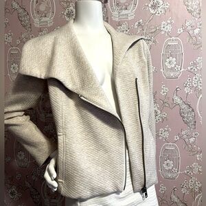 CAbi Cream Textured Women's biker blazer